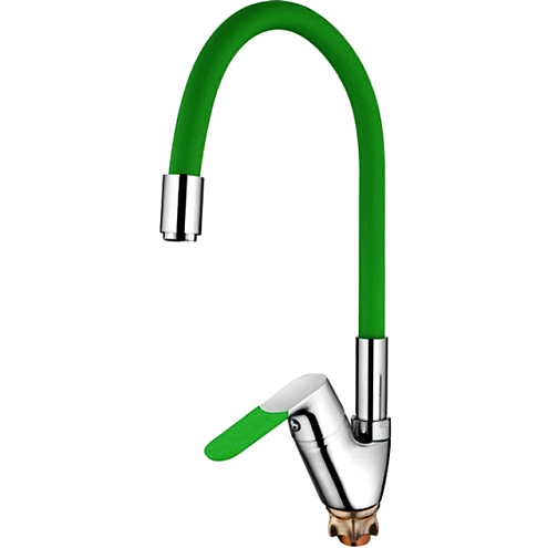 Смеситель для кухни с гибким изливом Ledeme L4153-5 зеленый/хром: фотография 1