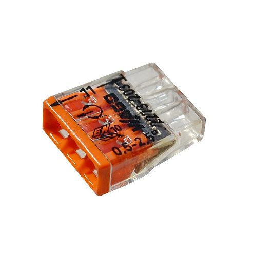 Клемма 3-х проводная 3х (0.5-2.5мм) для распределительной коробки (без пасты) WAGO 2273-203: фотография 1