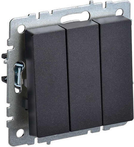 Выключатель 3-кл. СП BRITE ВС10-3-0-БрЧ 10А черн. IEK BR-V30-0-10-K02: фотография 1