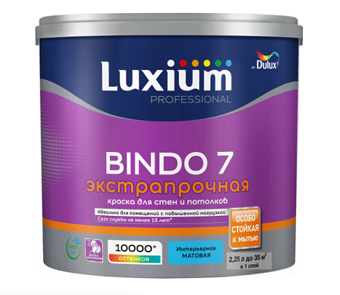 Краска Luxium Professional экстрапрочная Bindo 7 матовая  BC 2,25л: фотография 1
