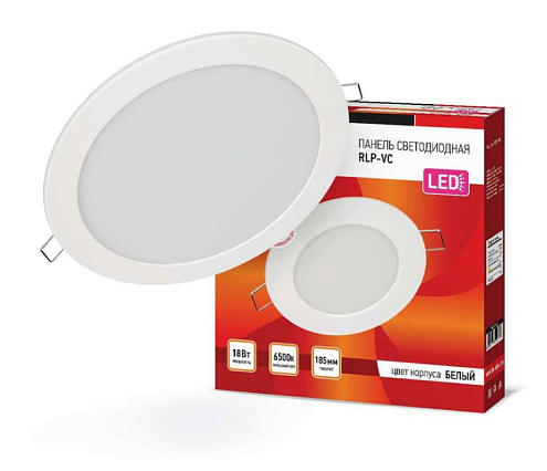 Светильник светодиодный RLP-VC 18Вт 230В 6500К 1440лм 185мм бел. (Аналог Downlight) IP40 IN HOME 4690612024547: фотография 1