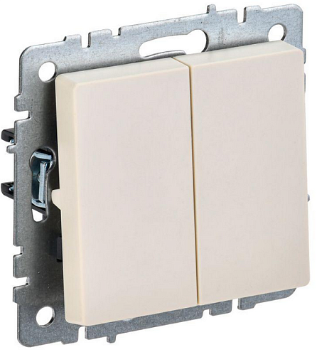 Выключатель 2-кл. СП BRITE ВС10-2-0-БрКр 10А беж. IEK BR-V20-0-10-K10: фотография 1