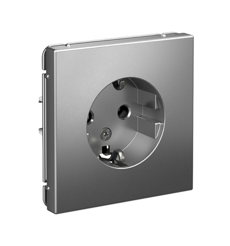 Розетка ArtGallery 16А с заземлением механизм сталь Systeme Electric GAL000943: фотография 1