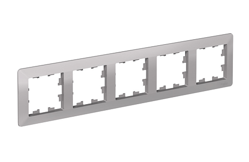Рамка 5-местная AtlasDesign Air алюминий/дымчатый черный Systeme Electric ATN220305: фотография 1