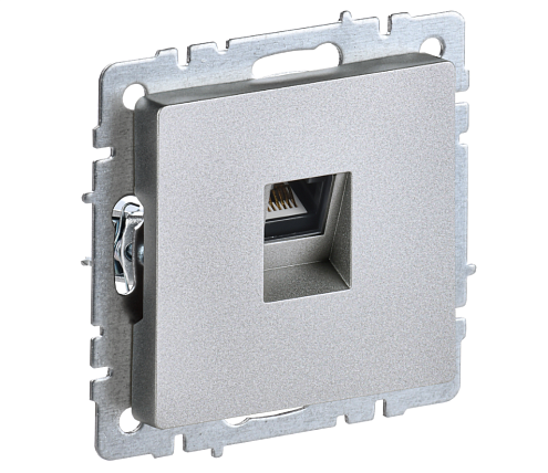 Розетка компьютерная Brite RJ45 кат.5E РК10-БрА алюминий IEK BR-K10-1-K47: фотография 1