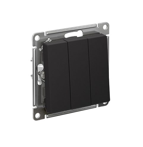 Выключатель 3-клавишный AtlasDesign 10А IP20 (сх.1+1+1) 10AX механизм карбон Systeme Electric ATN001031: фотография 1