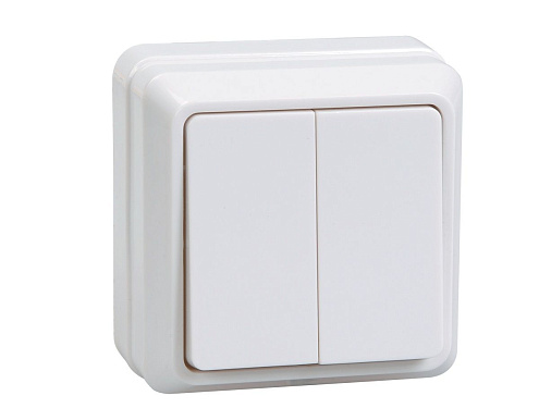 Выключатель 2-кл. ОП ОКТАВА 10А 250В бел. IP20 ВС20-2-0-ОБ ИЭК EVO20-K01-10-DC: фотография 1
