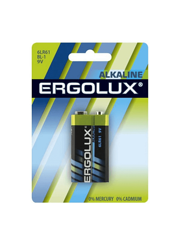 Элемент питания алкалиновый &quot;крона&quot; 6LR61 9В Alkaline BL-1 (блист.1шт) Ergolux 11753: фотография 1