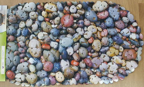 Коврик на присосках 1-105 SPA &quot;Фотопринт&quot; овал 69х39см Серая галька: фотография 1