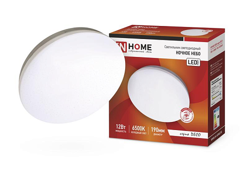 Светильник светодиодный DECO 12Вт 230В 6500К 780лм 190х65мм НОЧНОЕ НЕБО IN HOME 4690612033457: фотография 1