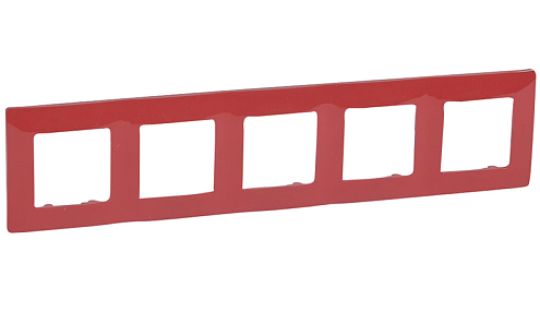 Рамка 5-местная Etika красный Legrand 672535: фотография 1