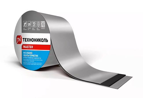 Лента самоклеящаяся Технониколь Nicoband, 3 м х 10 см, серебристый: фотография 1