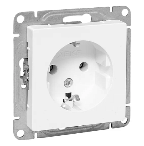 Розетка  Эпика 16А с заземлением без защитных шторок механизм белый EKF UP1-SOW-110: фотография 1