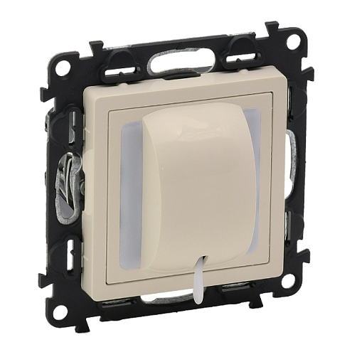 Механизм выключателя кноп. Valena Life 6А 250В со шнуром с лицевой панелью; безвинтовые зажимы сл. кость Leg 752224: фотография 1