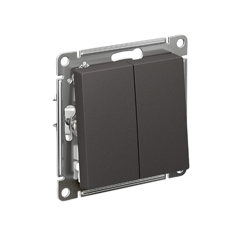 Переключатель 2-клавишный AtlasDesign (сх.6/2) 10AX механизм базальт Systeme Electric ATN001465: фотография 1