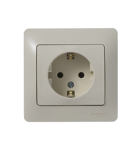 Розетка Glossa 16А IP20 с заземлением в сборе бежевый Systeme Electric GSL000242: фотография 1