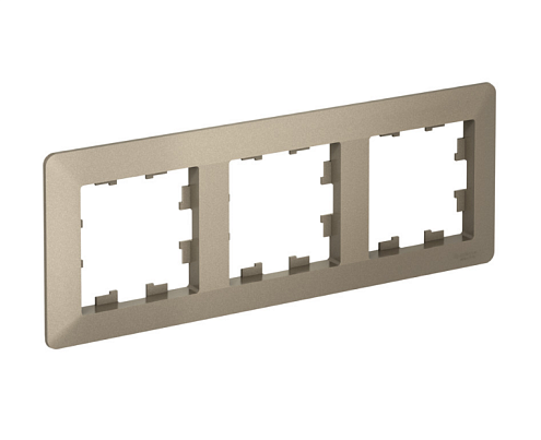 Рамка 3-местная AtlasDesign Air шампань/дымчатый черный Systeme Electric ATN220503: фотография 1