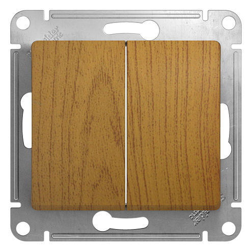 Выключатель 2-клавишный Glossa 10А IP20 (сх.5) 10AX механизм дерево дуб Systeme Electric GSL000551: фотография 1