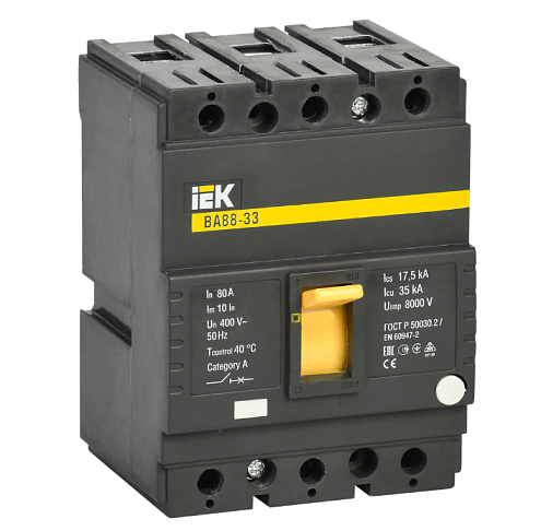 Выключатель автоматический 3п 80А 35кА ВА 88-33 KARAT IEK SVA20-3-0080: фотография 1
