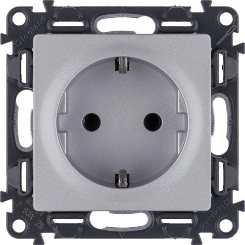 Механизм розетки Valena Life 16А 250В 2К+З винтовые зажимы алюм. Leg 753625: фотография 1