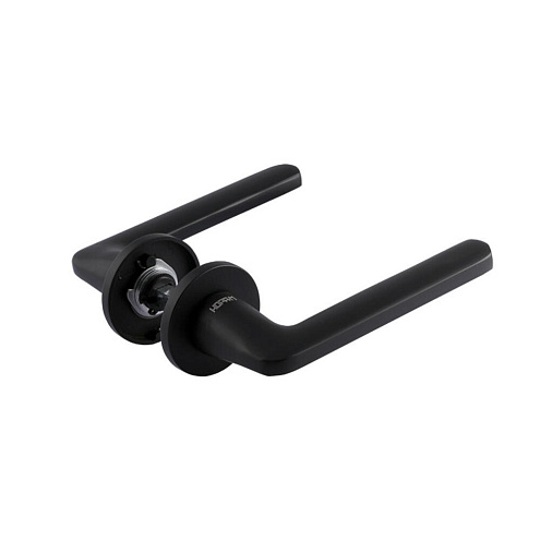 Ручка дверная НОРА-М Slim 134А чёрный на круглой накладке: фотография 1