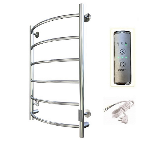 Полотенцесушитель электрический ЛЦ 80х50 Дуга 6 перекладин, универсальный (скрытое подключение) Тругор: фотография 1