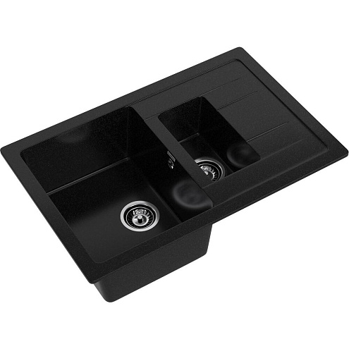 Мойка GRANFEST GF-Q775KL 1,5 чаши 770х500 мм черный: фотография 1