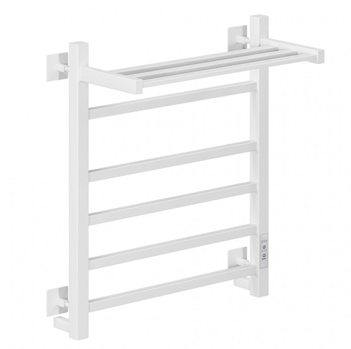 Полотенцесушитель Mixline Fortune 60х50 таймер, 445 Вт, 5 перекладин + полка, прямые квадрат, электрический, белый: фотография 1