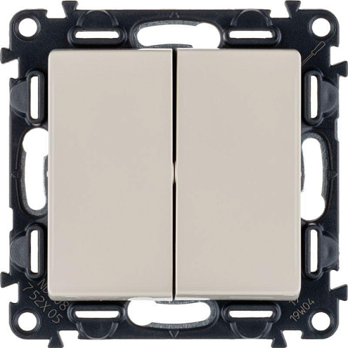 Механизм переключателя 2-кл. Valena Life 10А 250В с лицевой панелью; безвинтовые зажимы сл. кость Leg 752508: фотография 1