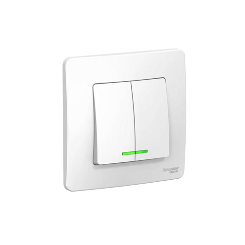 Выключатель 2-кл. СП Blanca 6А IP20 (сх. 5) 250В с подсветкой белый SE BLNVS006511: фотография 1