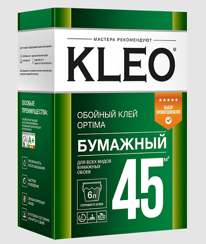 Клей обойный KLEO OPTIMA 45 для бумажных обоев до 45м²: фотография 1