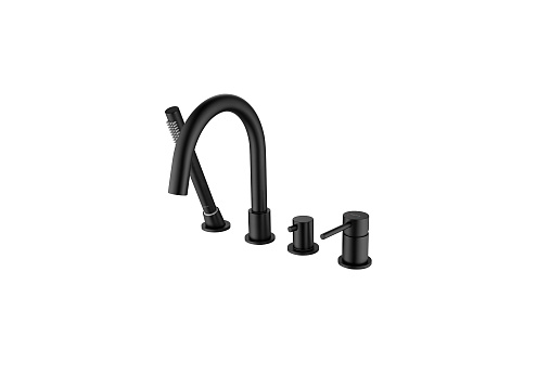 Смеситель на борт ванны на 4 отверстия Aquatek матовый черный AQ1348MB Европа: фотография 1