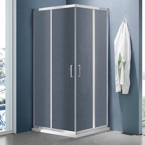 Душевое ограждение SANTREK AQUA Lea-CR-1000-G-Chrome 1000х1000х1850 Г-образное, стекло Грейп 5мм, профиль хром : фотография 1