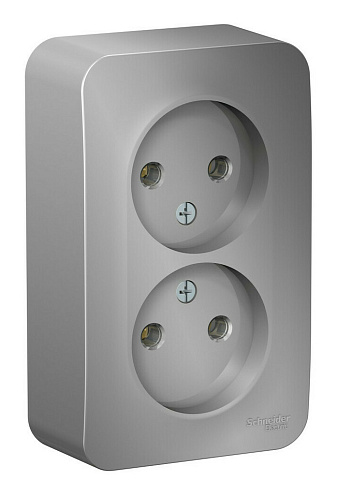 Розетка 2-м ОП Blanca 16А IP20 250В без заземления без защитных шторок с изолированной пластиной алюминий SE BLNRA000213: фотография 1