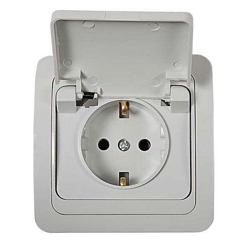 Розетка 1-м CLASSICO защ. шторки с заземл. 2114 бел. ASD / IN HOME : фотография 1