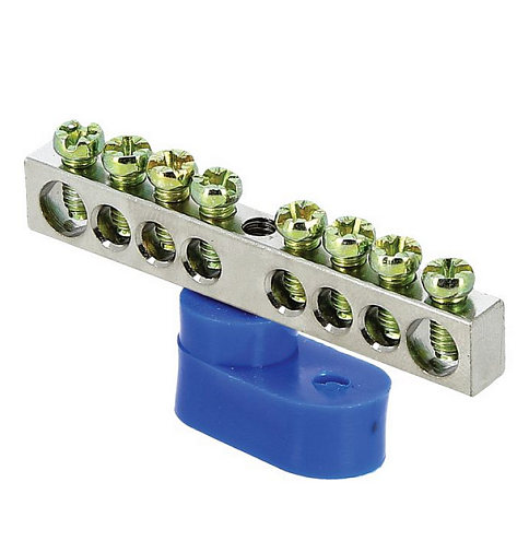 Шина нулевая N 6х9 8 отверст. цинк син. угловой изолятор PROxima EKF sn1-63-08-1: фотография 1