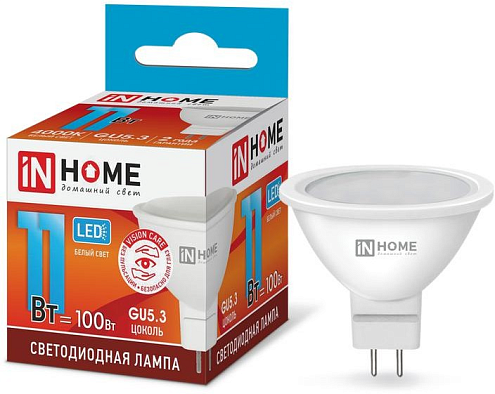 Лампа светодиодная LED-JCDR-VC 11Вт 4000К нейтр. бел. GU5.3 990лм 230В IN HOME 4690612020358: фотография 1