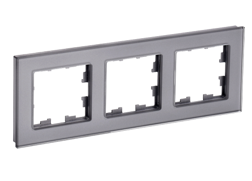 Рамка 3 -местная BRITE РУ-3-2-БрСе стекло серый IEK BR-M32-G-K03: фотография 1