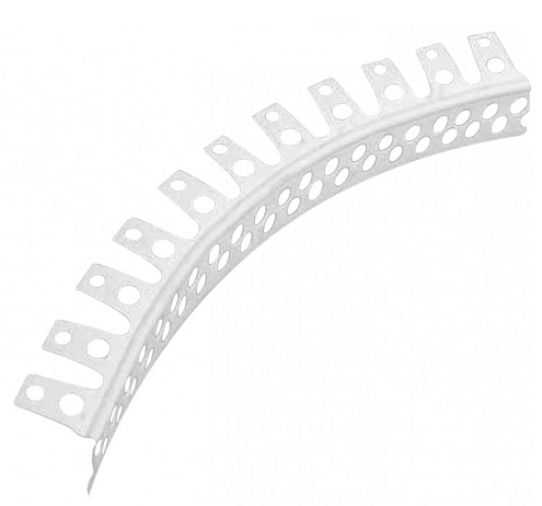 Угол пластиковый под штукатурку арочный перфор. белый 3м, 25х25мм: фотография 1