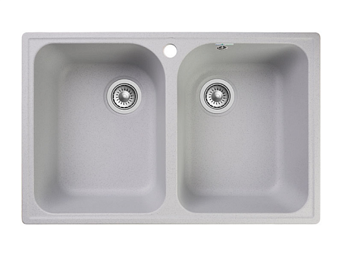 Мойка GRANFEST QUARZ (ECO) 15 РОНДО 2 чаши 740х480 мм серый без сифона: фотография 1