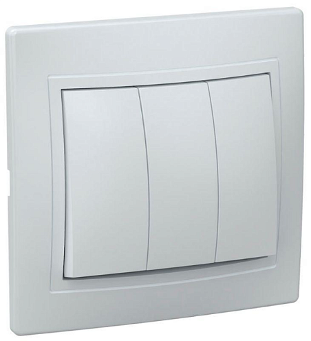 Выключатель 3-кл. СП Кварта 10А IP20 ВС10-3-0-КБ бел. IEK EVK30-K01-10-DM: фотография 1