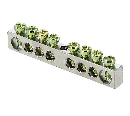 Шина PEN &quot;ноль-земля&quot; 6х9 8 отверстий цинк крепеж по центру PROxima EKF sn1-63-08: фотография 1