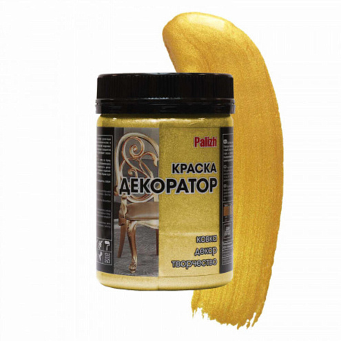 Краска ДЕКОРАТОР акриловая , сусальное золото, 0,25кг: фотография 1