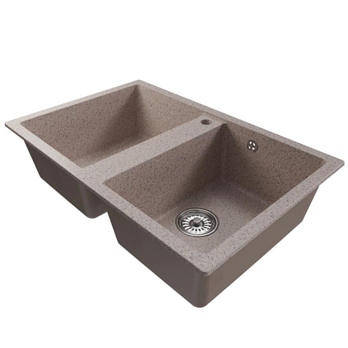 Мойка ML-GM23 двухчашевая, песочная (302), 770х500х190 мм: фотография 1