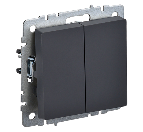 Выключатель проходной 2-клавишный BRITE ВС10-2-6-БрГ 10А механизм графит IEK BR-V22-0-10-K53: фотография 1