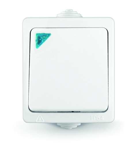 Выключатель 1-кл. ОП Аллегро 10А IP54 с подсветкой бел. UNIVersal 5563477: фотография 1