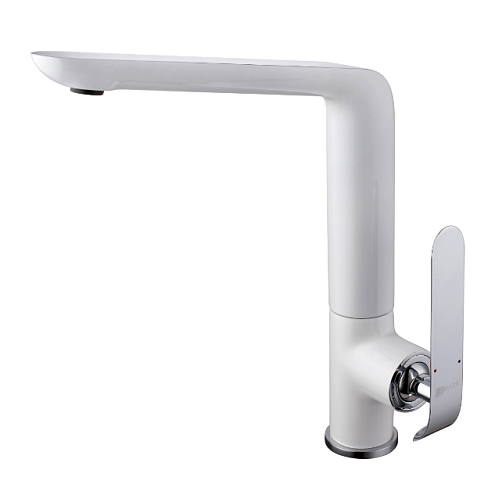 Смеситель Lemark &quot;Меланж&quot; LM4905CW для кухни с высоким поворотным изливом хром/белый: фотография 1