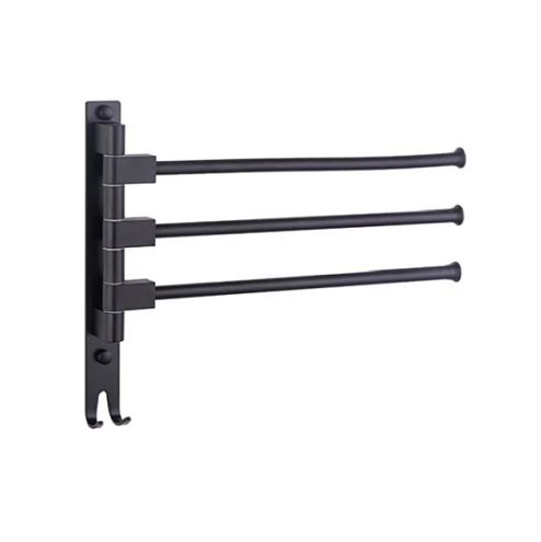 Вешалка поворотная 3-ые рога с двойным крючком 5513/L черный: фотография 1