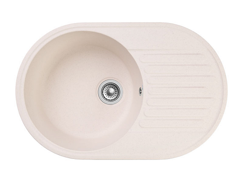 Мойка GRANFEST QUARZ (ECO) 18 РОНДО 1 чаша+крыло 740х480 мм белый без сифона: фотография 1