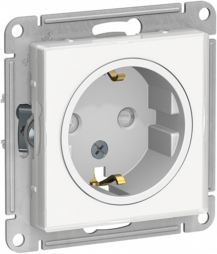 Механизм розетки 1-м СП ATLAS DESIGN ART с заземл. защ. шторки 16А бел. SchE ATN200145: фотография 1